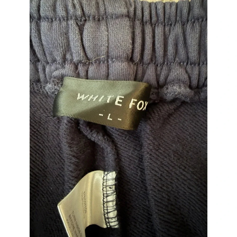 White Fox Women's Comfy Sweatpant Joggers with Drawstring Womens Size Large Blue